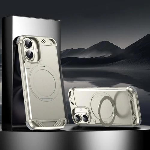 Estuche para Teléfono R-Just RJ63-1 con Soporte Magsafe sin Marco para iPhone 16 (Titanio)
