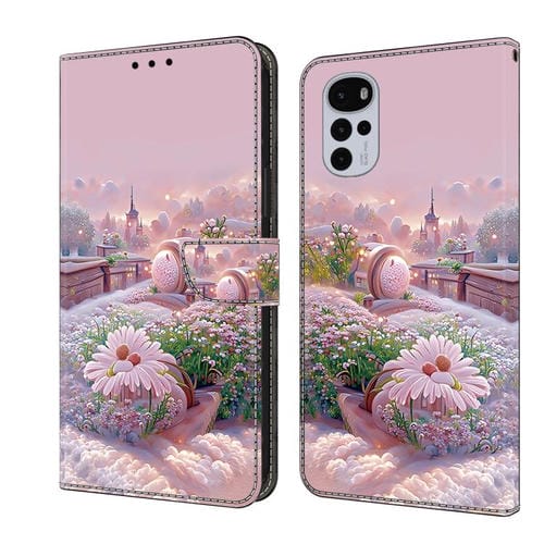 Funda de Cuero Pintada a Mano para Motorola Moto G22 (Jardín)