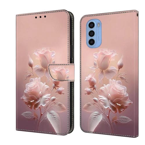 Funda de Cuero pintada a mano Motorola Moto G31 Flores de Cerámica