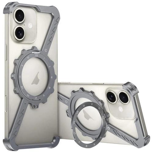 Funda para Teléfono con Soporte 360 Metal sin Marco en Forma de Z para iPhone 16 Plus Magsafe (Gris Espacial)