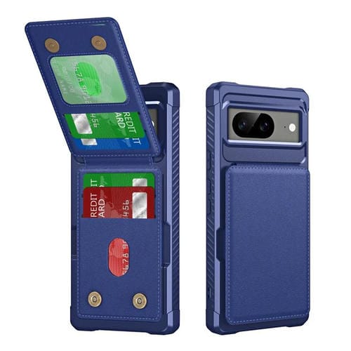 Funda de Cuero para Google Pixel 8 con Tarjetero y Tapa Vertical (Azul Oscuro)
