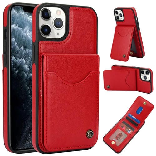 Funda para iPhone 11 Pro Max Awquer Cuero Tapa Vertical Tarjetas Soporte (Rojo)