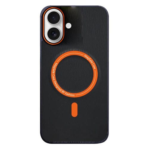 Funda para Teléfono iPhone 16 Textura Madera Imitación Color En Contraste (Negra)