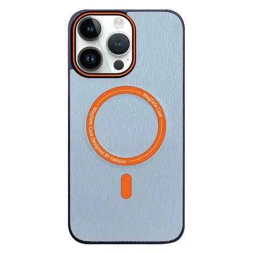 Funda para Teléfono iPhone 14 Pro Textura Madera Imitación Color Contraste (Azul Cielo)