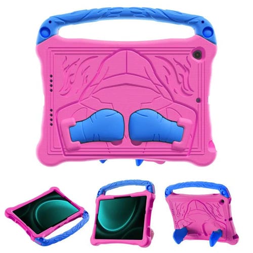 Funda para Tablet Samsung Galaxy Tab S9 FE Boxing Series Kickstand Eva a Prueba de Golpes con Correa para El Hombro (Rosa, Rojo y Azul)