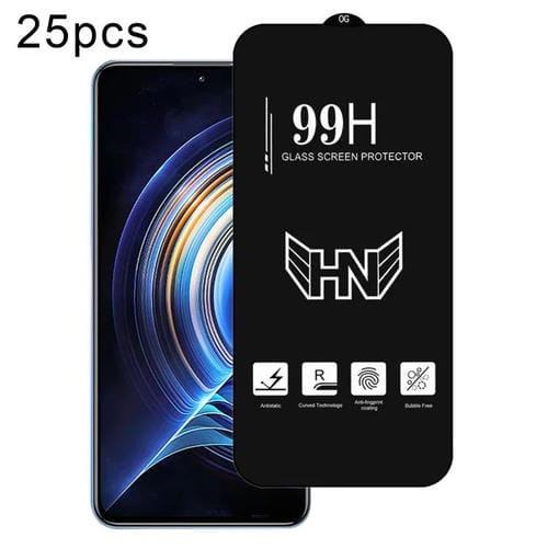 Para Redmi K50 Pro 25 Piezas de Película de Vidrio Templado de Pantalla Completa de Arco Grande de Aluminio Alto