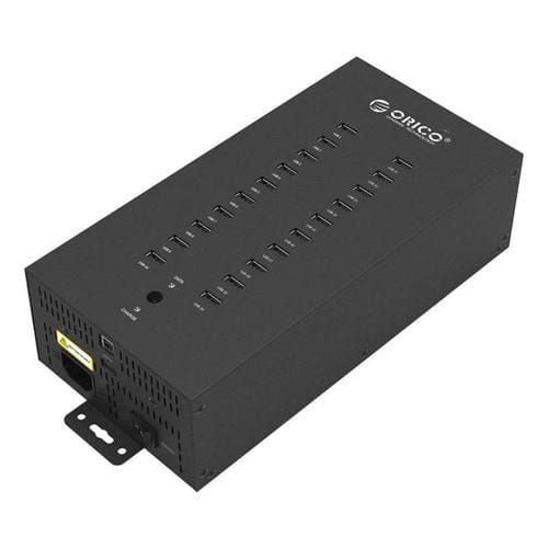 Concentrador USB 2.0 Orico IH20P de 20 Puertos de Grado Industrial con Enchufe Británico (Negro)