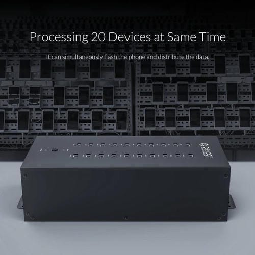 Concentrador USB 2.0 Orico IH20P de 20 Puertos de Grado Industrial con Enchufe Británico (Negro)