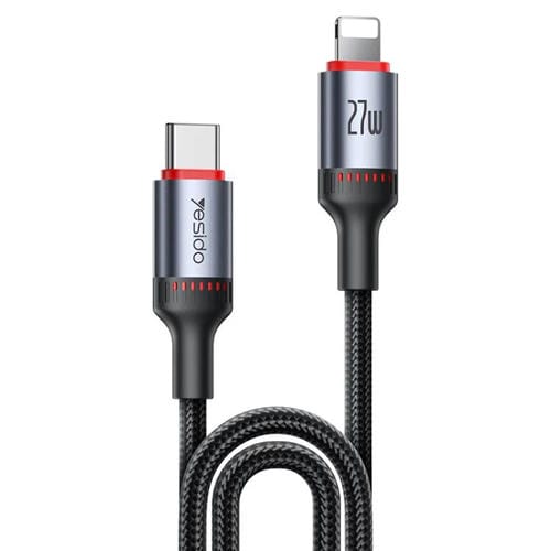 Cable de Datos y Carga Yesido CA184 PD27W 3A USB-C a 8 Pines 2 m (Negro)