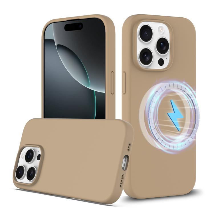 Funda de Silicona Magsafe para iPhone 16 Pro Max con BotĂłn de Control de CĂĄmara (Dorada)