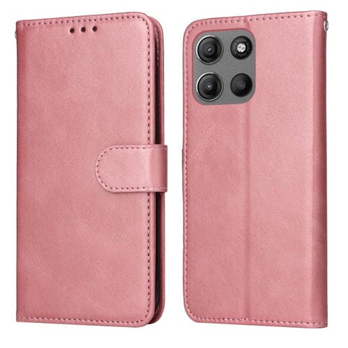 Funda Piel de Becerro con Tapa para Motorola Moto G15/G15 Power (Oro Rosa)