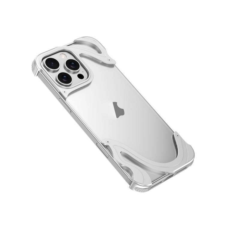 Funda para iPhone 16 Pro Max Panel Trasero Transparente HĂbrido PC y Metal (Plateada)