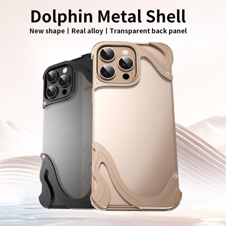 Funda para iPhone 16 Pro Max Panel Trasero Transparente HĂbrido PC y Metal Dolphin (Negro)