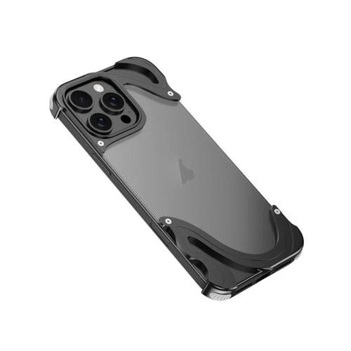 Funda para Teléfono Dolphin iPhone 14 Pro Max Panel Trasero Transparente PC Híbrido Metal (Negro)