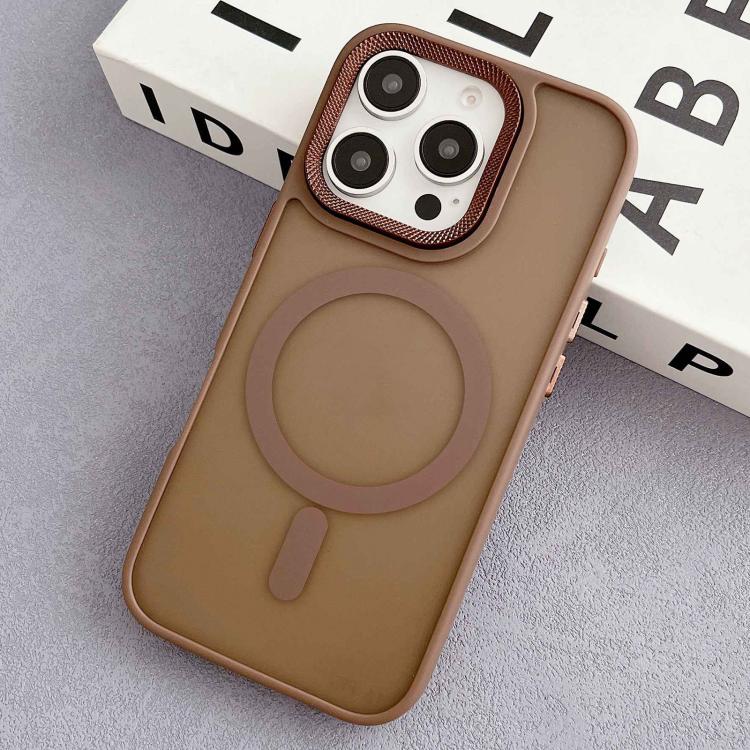 Estuche hĂbrido TPU y PC con marco de Lente de diamante Magsafe para iPhone 16 Pro Max (Dorado del Desierto)