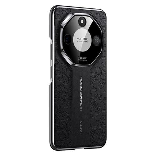 Funda de Cuero para Honor X60 con Diseño de Dragón en la Nube (Negro)