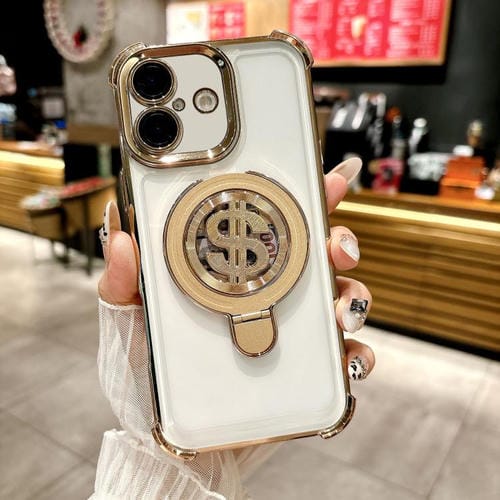 Estuche para Teléfono con Soporte Magsafe para iPhone 16 Plus con Película para Lente (Dorado)