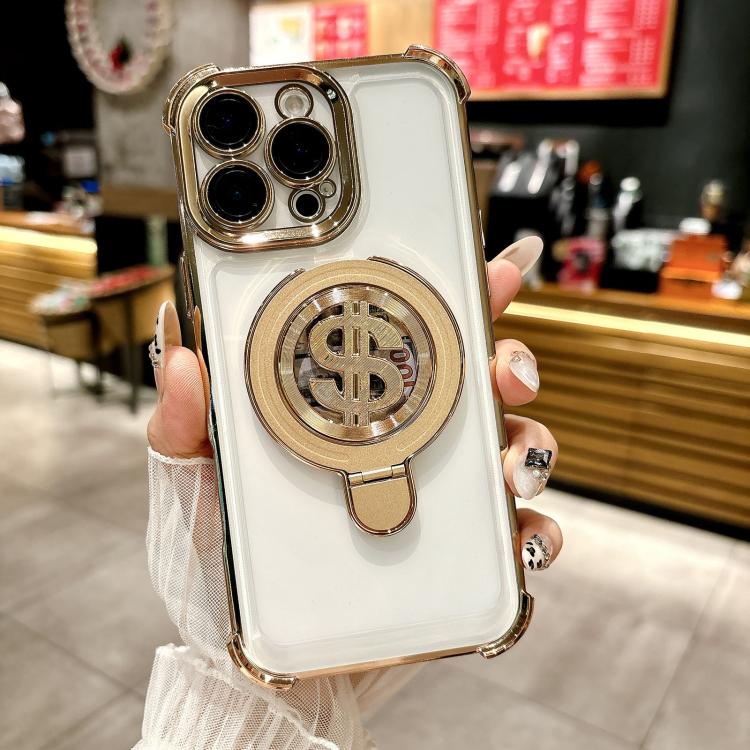 Estuche para TelĂ©fono con Soporte Magsafe para iPhone 16 Pro Max con PelĂcula para Lente (Dorado)