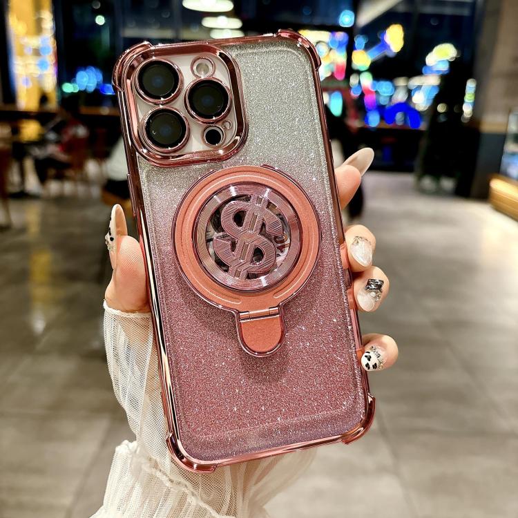 Estuche para teléfono + soporte Magsafe + Película Lente iPhone 16 Pro Max (Rosa)