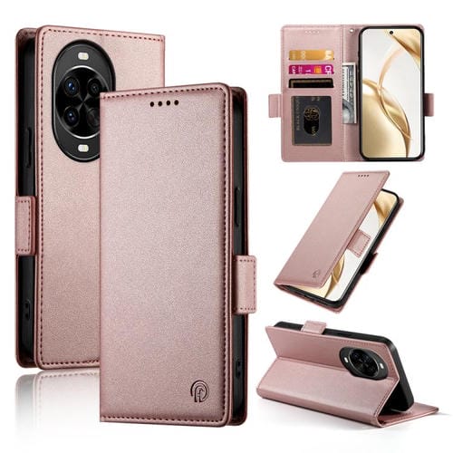Funda magnética de cuero esmerilado con hebilla lateral para Huawei Nova 14 Pro (oro rosa)