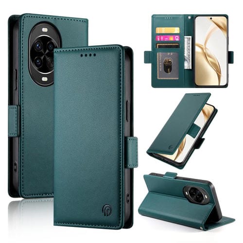 Funda de cuero esmerilado con hebilla lateral magnética para Huawei Nova 14 Pro (verde oscuro)