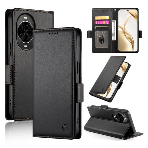 Funda de cuero esmerilado con hebilla lateral magnética para Huawei Nova 14 (negro)