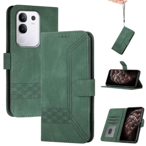 Funda de Cuero con Tapa Cúbica para Vivo Y29 4G (Verde)