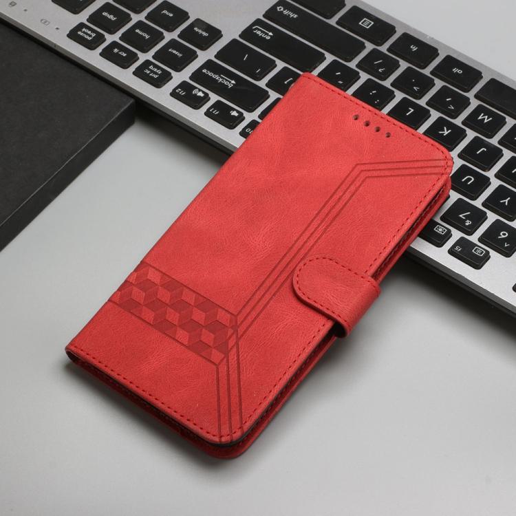 Funda de Cuero con Tapa y Tacto de Piel Cúbica para Teléfono Itel A50 (Roja)