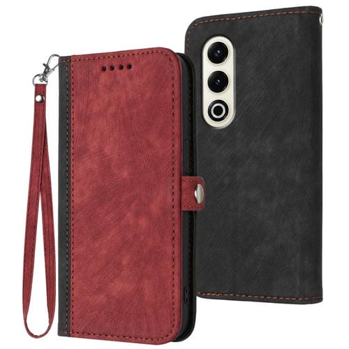 Funda de Cuero para Itel S25 con Correa de Mano y Hebilla Lateral Doble Plegable (Rojo)