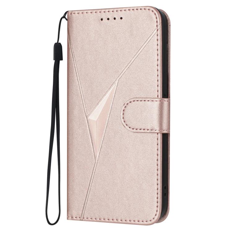 Funda de Cuero con Cierre de Hebilla y Diseño Triangular para Teléfono Itel A50 (Oro Rosa)