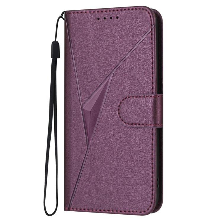 Funda de Cuero Itel A50 con Cierre de Hebilla y Diseño Triangular (Morado Oscuro)