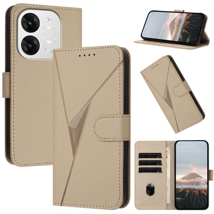 Funda de Cuero con Cierre de Hebilla y Diseño Triangular para Itel A80 (Dorada)