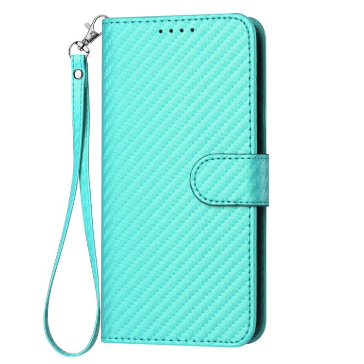 Funda de Cuero con Hebilla de Fibra de Carbono para Teléfono Itel A50 Yx0070 con Cordón (Azul Claro)