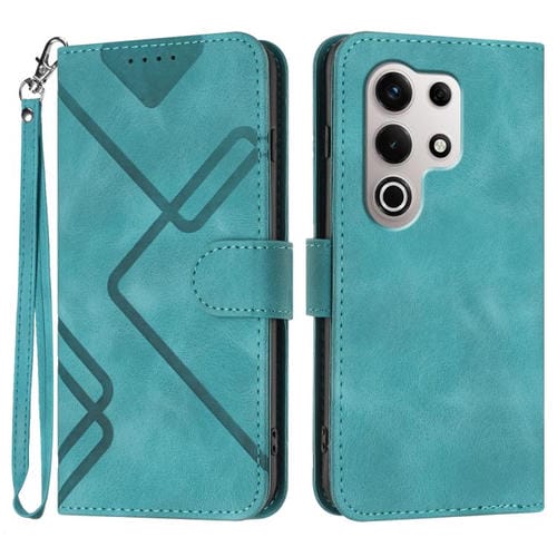 Funda de Cuero Itel S25 Ultra Diseño Líneas Finas (Azul Claro)