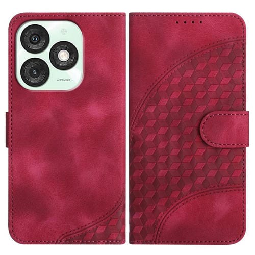 Funda de Cuero con Relieve de Cabeza de Elefante para Itel A50 con Cordón (Rosa Rojo)