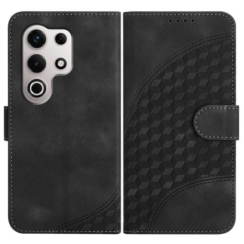 Funda de Cuero con Relieve Cabeza de Elefante para Itel S25 Ultra con Cordón (Negro)