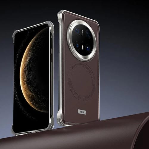 Funda de Cuero Magsafe para Huawei Mate 70 Pro (Marrón) sin Marco de Metal