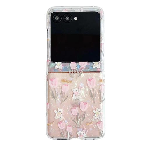 Funda Protectora Motorola Razr 50 con Diseño de Flores y Textura (Tulipán)