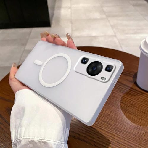 Funda para Teléfono Huawei P60 con Orificio Fino y Protección Contra Niebla y Hielo Magsafe (Blanca)