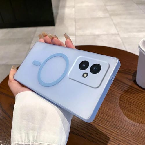 Funda para Teléfono PC For Honor 100 con Protección Contra Frío y Hielo y Orificios Magsafe (Azul Transparente)