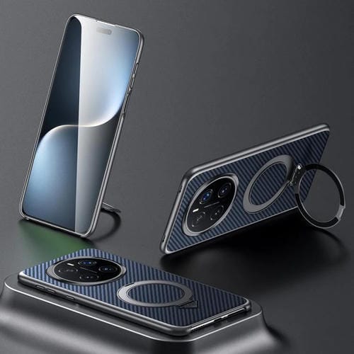 Funda para Teléfono Honor Magic7 Pro con Soporte Magnético Magsafe y Textura Kevlar (Azul)