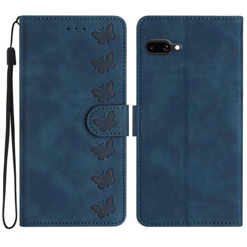 Funda de Cuero con Relieve de Siete Mariposas para Google Pixel 9A (Azul)