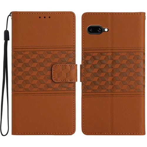 Funda de Cuero Google Pixel 9A con Efecto Piel en Relieve de Diamante (Marrón)