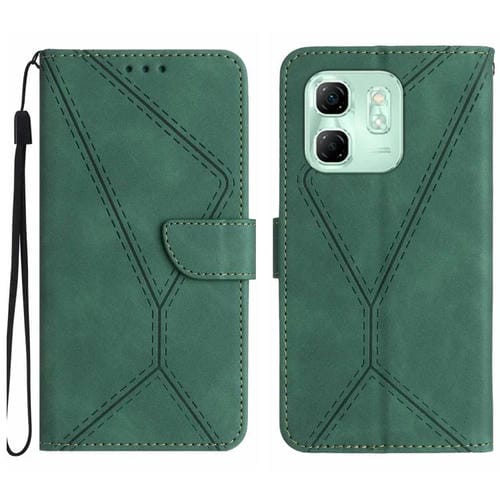 Funda de Cuero con Relieve y Costuras para Infinix Hot 50I 4G (Verde)