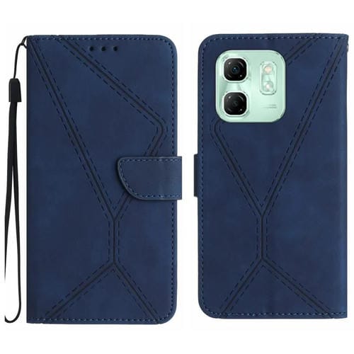 Funda de Cuero con Relieve y Costuras para Infinix Hot 50I 4G (Azul)