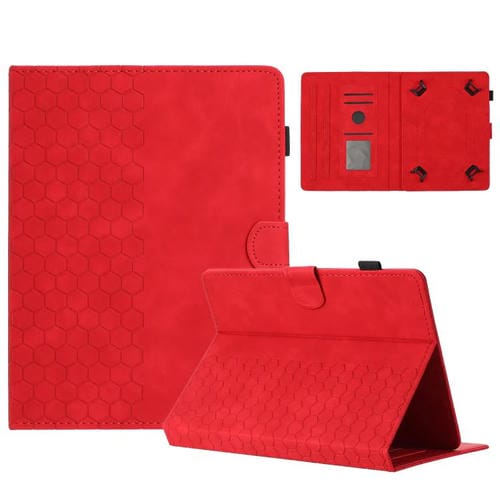 Funda para Tableta Inteligente de Cuero con Relieve de Panal de 8 Pulgadas (Roja)