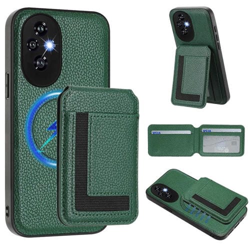 Funda para Teléfono Honor 200 Pro Cx01 con Ranura Tarjeta Magnética Magsafe Desmontable (Verde Pavo Real)