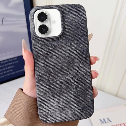 Funda magnética de PC y PU Denim MagSafe para iPhone 17 (gris oscuro)