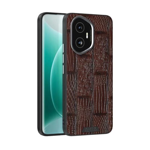 Funda de Cuero Genuino con Micrograbado 6D Abeel Beast Pattern para Honor 300 (Marrón)