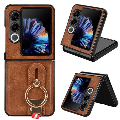 Funda Trasera de Cuero con Correa para ZTE Nubia Flip2 A404Zt (Marrón)